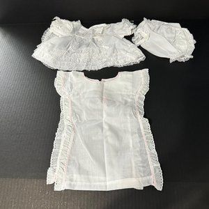 VTG 1987 newborn like new white christening baptismal dress pants vest/apron set
